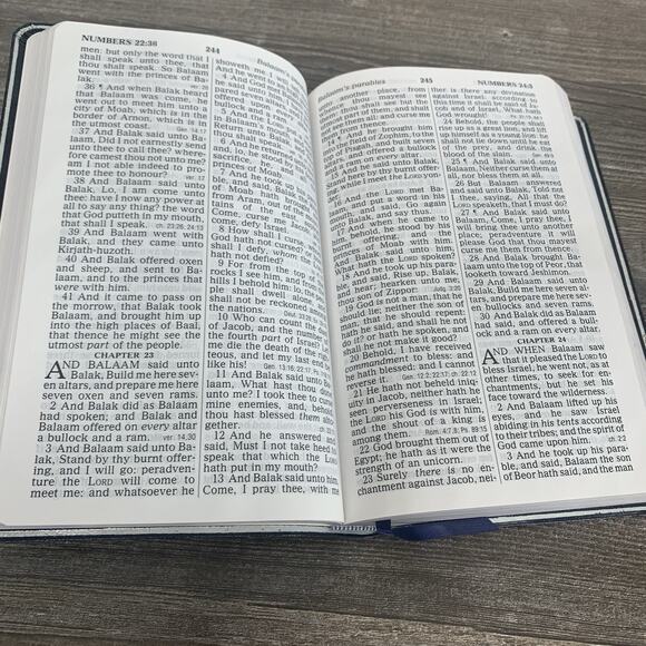Holy Bible KJV Giant Print Red Letter Reference Navy Bonded Leather Pre-owned - Picture 14 of 14